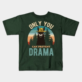 The Original Only You Can Prevent Llama Dramam Sunset Bear Smokey Parody Kids T-Shirt